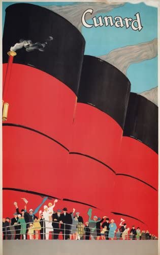 Vintage Cunard Line Classic Cruise Ship Travel Poster Re-Print Reproduction Print