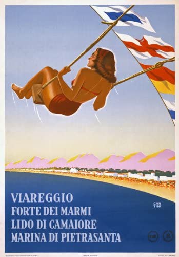 Vintage Italy Italian Viareggio Forte dei Marmi Travel Poster Re-Print Reproduction Print Card