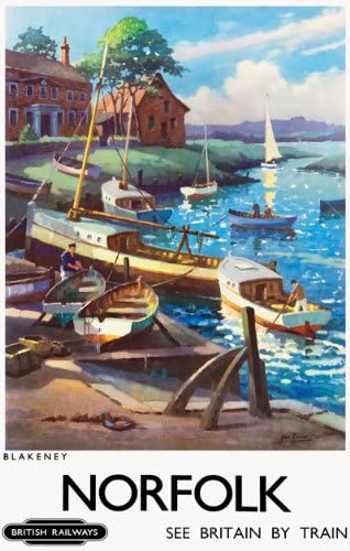 Vintage Norfolk Blakeney British Railways Travel Poster Re-Print