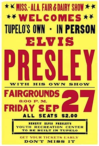 Vintage Elvis Presley The King Rock & Roll Concert Gig Band Advertisement Poster PrintÊ