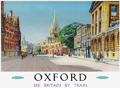 Vintage Oxford See Britain By Train British Railways Travel Poster Reproduction Print Card