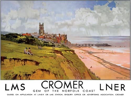 Vintage Cromer Norfolk LNER LMS London North Eastern Railway Travel Poster Re-Print Reproduction Print CardÊ