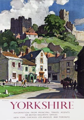 Vintage Yorkshire Richmond Railway Travel Poster Re-Print