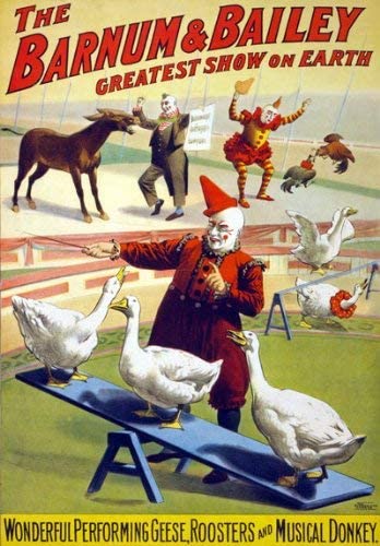 Vintage Barnum & Bailey Clown Circus Carnival Poster Re-Print