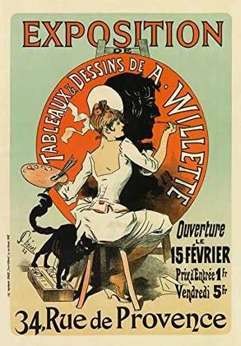 Vintage French Art Exhibition A. Willette France Advertising Poster Re-Print