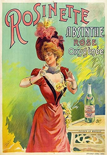 Vintage Retro Drink Rosinette Absinthe Rose Alcohol Poster Great For Pubs/Cafes/Bars/Clubs/Restaurants