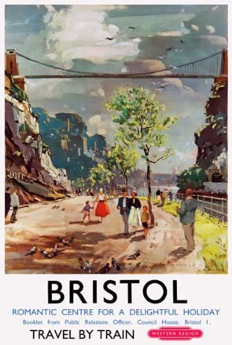 Vintage Romantic Bristol British Railways Travel Poster Re-Print