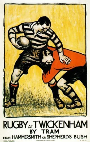 Vintage Rugby At Twickenham By Tram Hammersmith & Shepherds Bush Travel Poster Re-Print Reproduction Print