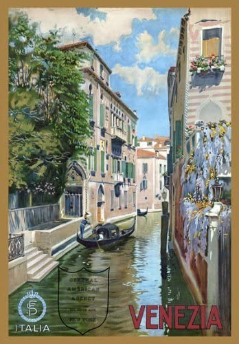 Vintage Italian Venice Venezia Italy Travel Poster Re-Print