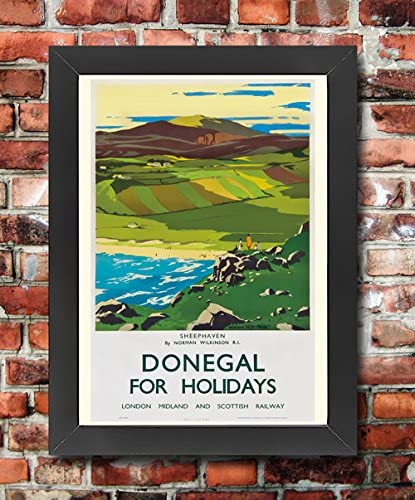 Vintage Sheephaven Donegal Ireland LMS Railway Travel Tourism Advertisement Framed Poster Print Re-Print