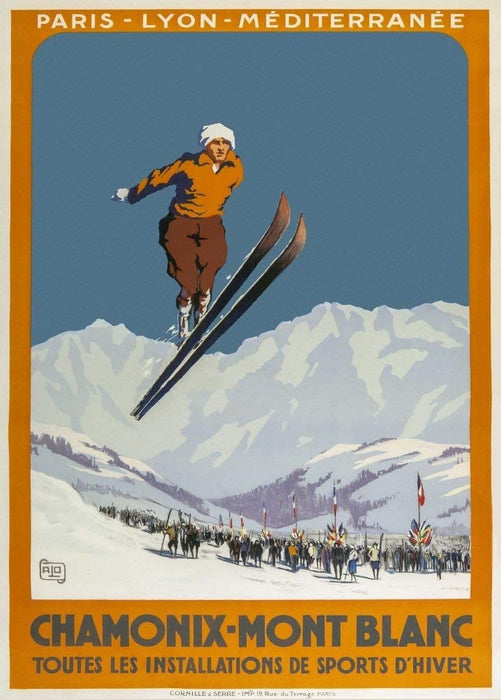 Vintage Travel France 'Chamonix Mont-Blanc', 1924, Reproduction   Vintage Art Deco Skiing and Winter Sport Poster