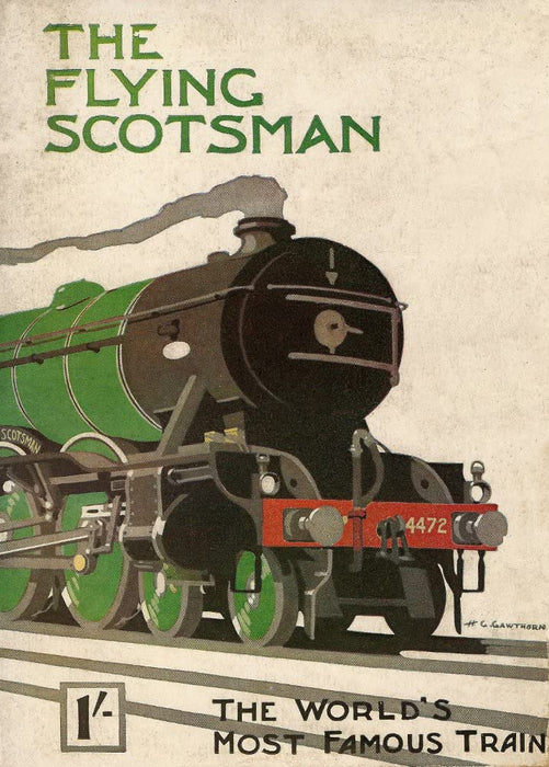 Vintage Travel Scotland 'The Flying Scotsman. The World's Most Famous Train', Circa. 1930-40's, Reproduction   Vintage Art Deco Travel Poster